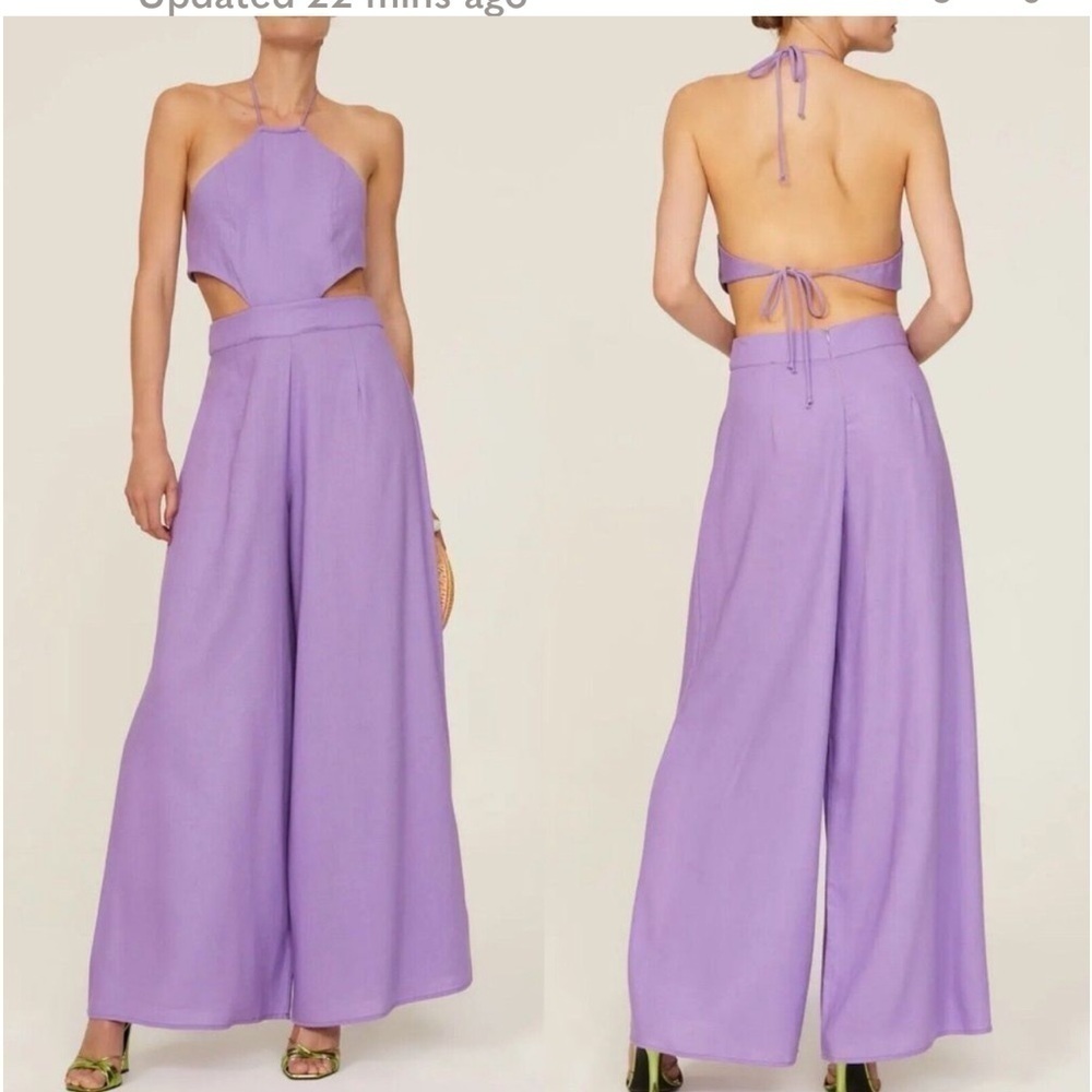 Lilac Halter Cutout Jumpsuit